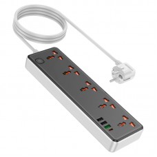 Сетевое зарядное устройство удлинитель HOCO AC14A Rico 3 USB/ Type-C 5 розеток 1,5m PD/QC, 3A/30W