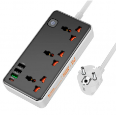 Сетевое зарядное устройство удлинитель HOCO AC8A 3 USB/ Type-C 3 розетки 1,5m PD/QC, 3A/30W