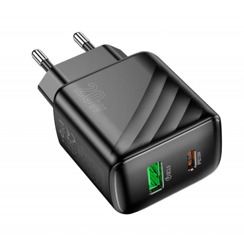 Сетевое зарядное устройство адаптер HOCO CS25A Rico 1USB/1Type-C, 20W/3A, поддержка быстрой зарядки PD/QC/FCP/AFC