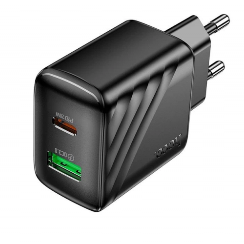 Сетевое зарядное устройство адаптер HOCO CS25A Rico 1USB/1Type-C, 20W/3A, поддержка быстрой зарядки PD/QC/FCP/AFC