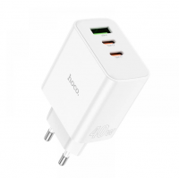 Сетевое зарядное устройство адаптер HOCO C126A Pure 1USB/2Type-C, 40W, поддержка быстрой зарядки PD/QC/FCP/AFC