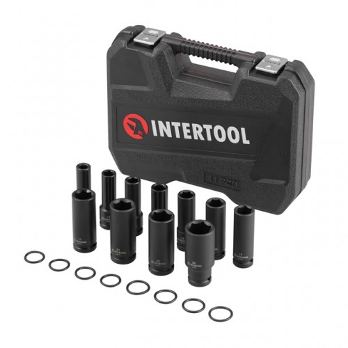 Набор головок ударных удлиненных 1/2", 11 ед., 10-24 мм, Cr-Mo, STORM INTERTOOL ET-8505