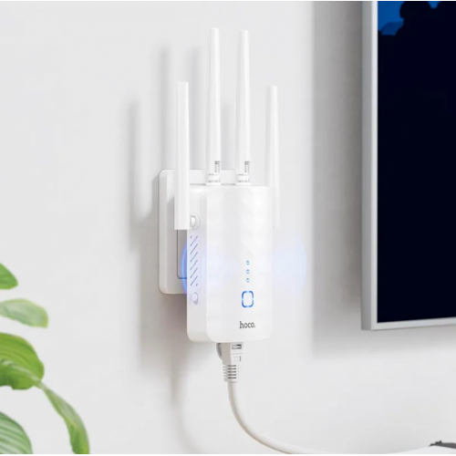 Портативный модем Репитер HOCO HI35 усилитель Wi-Fi сигнала на 4 антенны WiFi4, 300Mbps, 2.4 ГГц