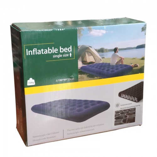 Велюровый односпальный матрас Inflatable bed 190x99x22 см Синий