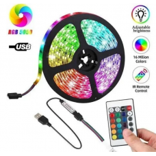Светодиодная лента с пультом 5 м, от USB, Strip CB-5050 / Силиконовая самоклеющаяся led лента