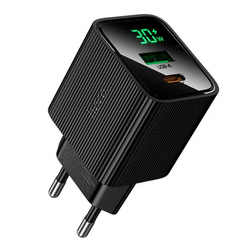Сетевое зарядное устройство адаптер HOCO CS84A 1USB/1Type-C, 30W, поддержка быстрой зарядки PD/QC/FCP/AFC Черный