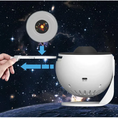 Проектор звездного неба + 12 картриджей, от USB, Galaxy Projector, Белый / Планетарий для спальни / Ночник звездное небо