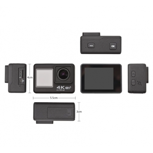 Экшн-камера с двумя дисплеями Action Camera Q60 16MP 4K 60 FPS