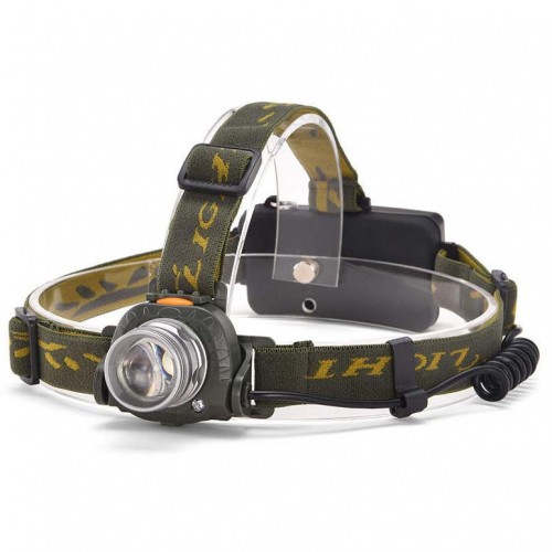 Фонарь налобный 6614-XPG, датчик движения, ЗУ 220/12V, 1x18650, фонарик