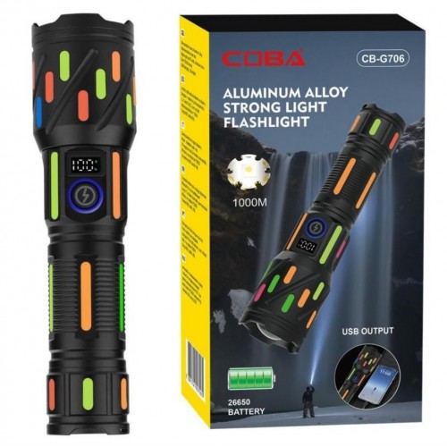Аккумуляторный фонарь с боковым светом и с флуоресцентной окраской СОВА CB-G706-TG АКБ 26650