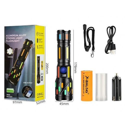 Аккумуляторный фонарь с боковым светом и с флуоресцентной окраской СОВА CB-G706-TG АКБ 26650