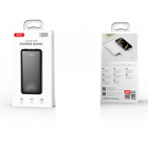 Внешний аккумулятор Power bank XO PB312 10000 Mah батарея зарядка Черный