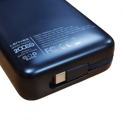 Внешний аккумулятор Power bank LENYES PX270D 20000 mAh, PD22,5W + быстрая зарядка батарея зарядка Черный