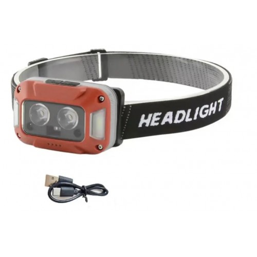 Аккумуляторный налобный фонарь с датчиком движения WH-0218 (есть красный свет)