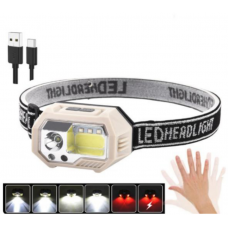 Аккумуляторный налобный фонарь с датчиком движения SH-S9-XPE+COB+3SMD (есть красный свет)