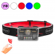 Фонарь налобный аккумуляторный M-006 XPG+8SMD+4SMD с сенсорным управлением, красный, синий, зеленый, белый, ультрофиолет