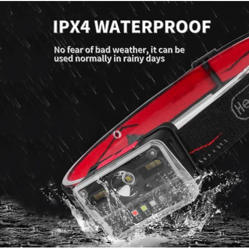 Фонарь налобный аккумуляторный M-006 XPG+8SMD+4SMD с сенсорным управлением, красный, синий, зеленый, белый, ультрофиолет