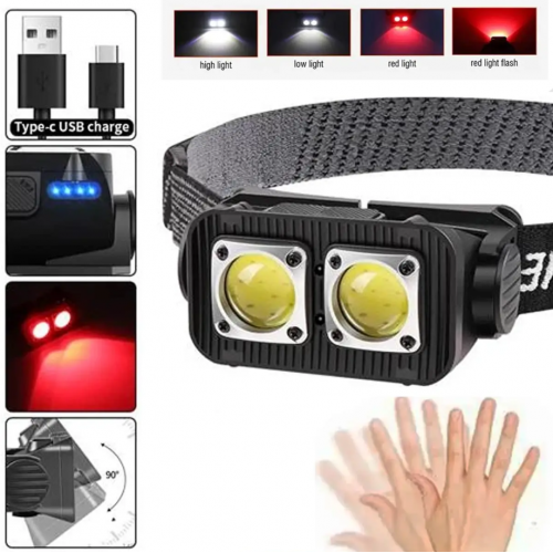 Аккумуляторный налобный фонарь с датчиком движения X-Balog K372 (есть красный свет) фонарик