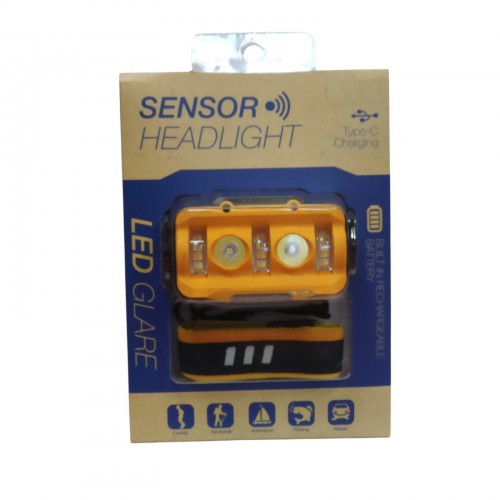 Аккумуляторный налобный фонарь с датчиком движения AR-6114A Желтый