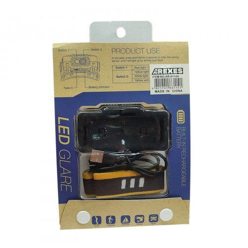 Аккумуляторный налобный фонарь с датчиком движения AR-6114A Желтый