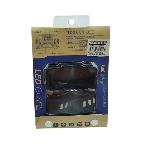 Аккумуляторный налобный фонарь с датчиком движения AR-6114A Серый