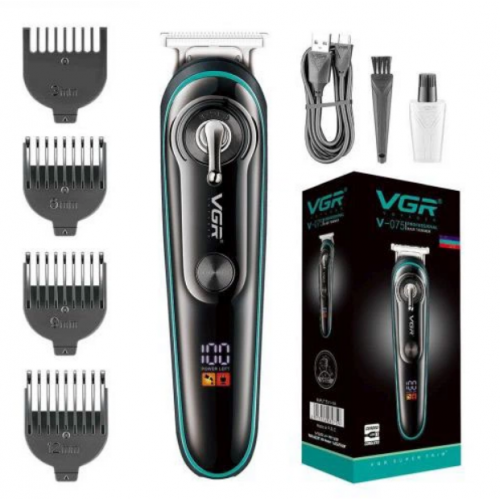 Аккумуляторный триммер для стрижки волос и бороды с USB и LED-дисплеем VGR V-075