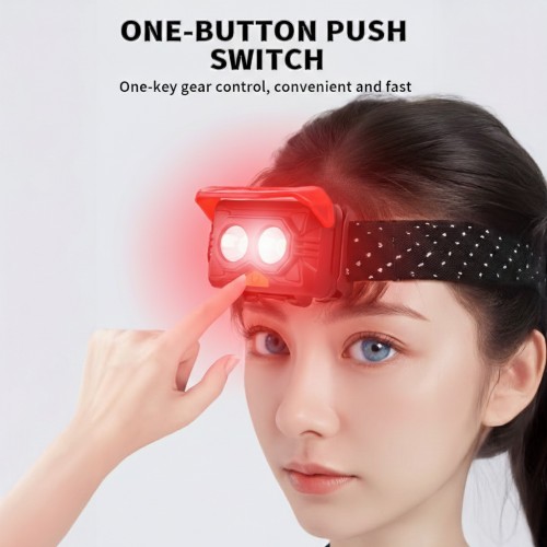 Налобный фонарь 2029-2XPE на батарейках 3хААА с светом и фильтром фонарик 1 РЕЖИМ