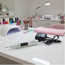 Машинка для маникюра и педикюра фрезер ручка 5 насадок 220V Белый