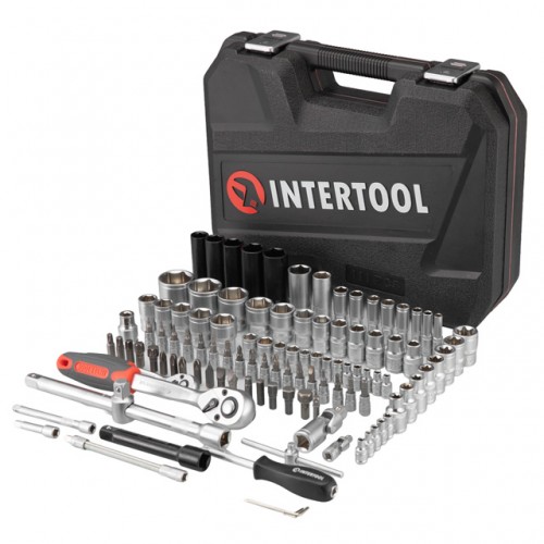 Набор инструментов 1/2" & 1/4" 111ед, IMPACT Cr-V головки удлиненные 15,17,19,21,22 INTERTOOL ET-9111