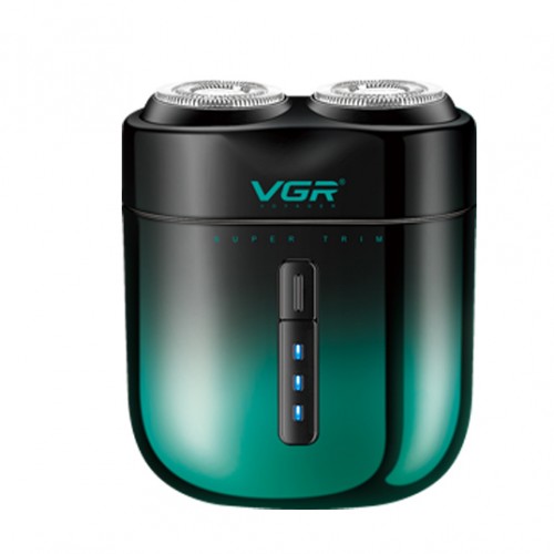 Аккумуляторная электробритва VGR V-348, Машинка для бритья / Электрическая бритва для лица Зелёная