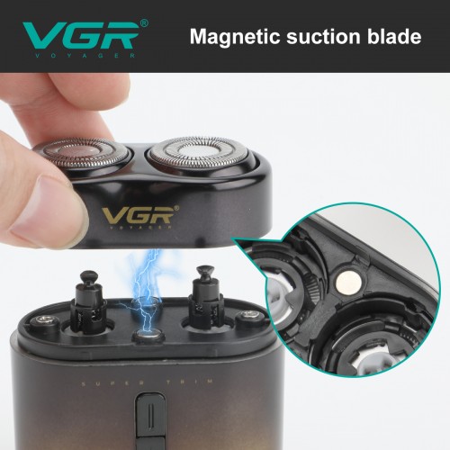 Аккумуляторная электробритва VGR V-348, Машинка для бритья / Электрическая бритва для лица Зелёная