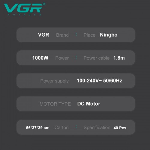 Фен складной VGR V-432 3 уровня обдува, низкий уровень шума, 1000 Вт Зелёный