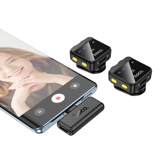 Беспроводной микрофон петличка для телефона в кейсе Type-C Lightning HOCO L17 / Микрофон для видеосъемки