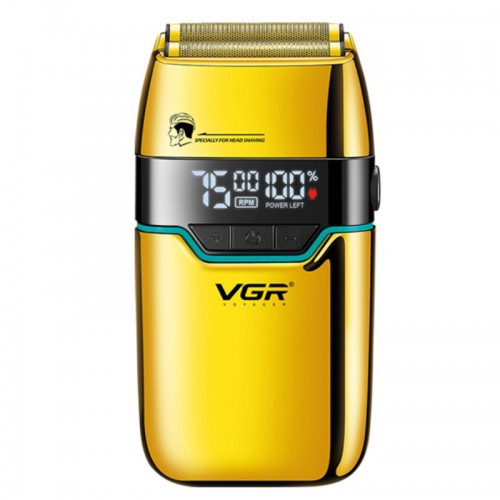 Электробритва VGR V-350 шейвер, двойное лезвие, 2 насадки, LED дисплей Золото