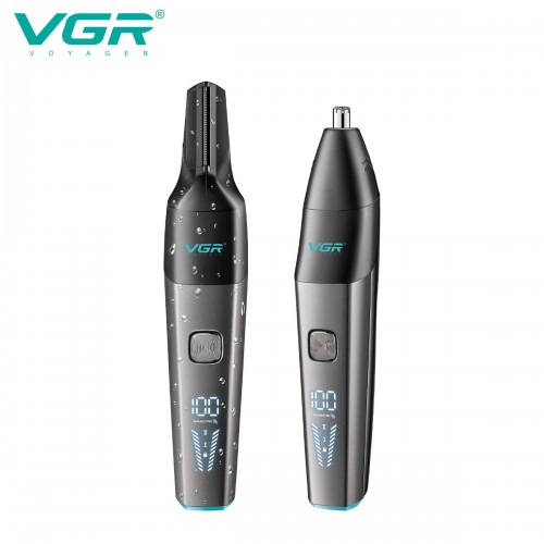 Аккумуляторный триммер для носа и ушей + 2 насадки, VGR V-603 / Машинка для стрижки волос в носу