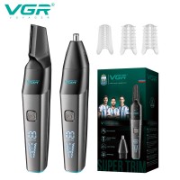 Аккумуляторный триммер для носа и ушей + 2 насадки, VGR V-603 / Машинка для стрижки волос в носу