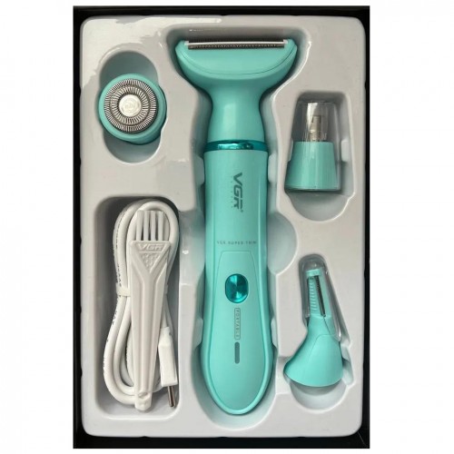 Многофункциональный комплект по уходу VGR V-761 (4 предмета), Триммер для носа и ушей Зеленый