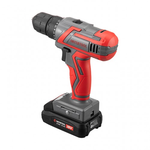 Дрель шуруповерт аккумуляторный 18 В, 30 Nm, 0-350/0-1300 об/мин.,1.5 Ач INTERTOOL DT-0315
