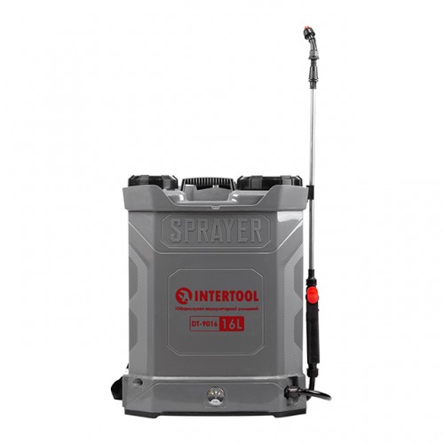 Опрыскиватель аккумуляторный ранцевой 16 л, 3.1 л/мин, батарея 12 В/8 Аг INTERTOOL DT-9016