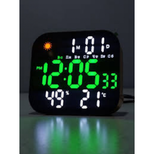 Электронные часы настенные от USB, DS-3828L с термометром и гигрометром