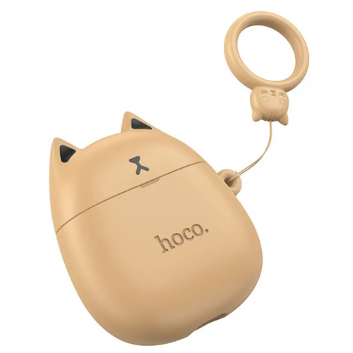 Беспроводные наушники вкладыши в кейсе HOCO EW45 + силиконовый кейс Кот Бежевый