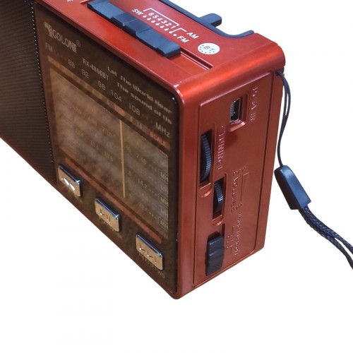 Радиоприёмник с фонариком FM USB MicroSD Golon RX-8866BT с Bluetooth на аккумуляторе Красный