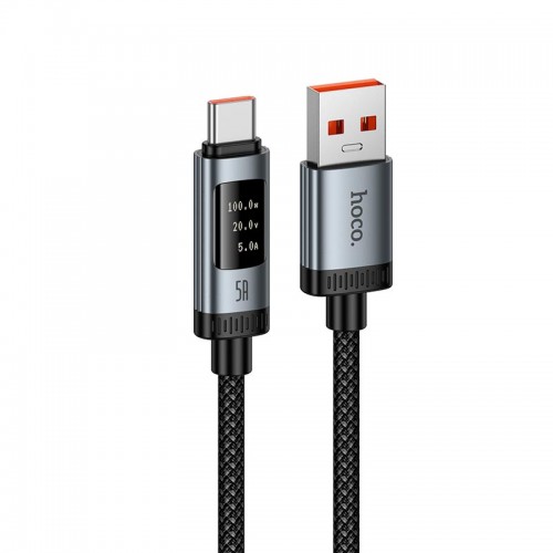Кабель для быстрой зарядки HOCO U148 Digital Display USB - Type-C 100W с LED-дисплеем 1.2 м Черный