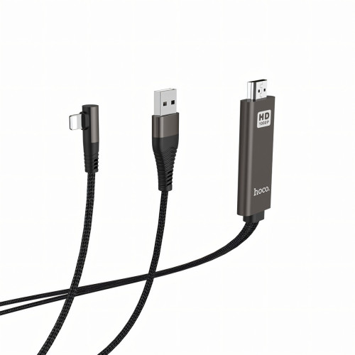 Кабель-адаптер HOCO UA14 USB - Lightning - HDMI, 2 м, 1080P HD