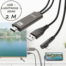 Кабель-адаптер HOCO UA14 USB - Lightning - HDMI, 2 м, 1080P HD