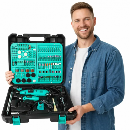 Шлифовальная мини-машинка (гравер) с регулируемой скоростью, набор 350 предметов Domotec 10360