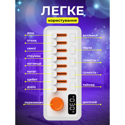 Генератор белого шума со звуками природы аккумуляторный 3в1+bluetooth колонка+rgb ночник S660Pro