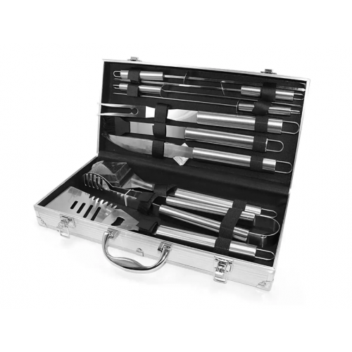 Набор для гриля, мангала, барбекю в металлическом кейсе (10 предметов) 43х21х8см, Tools Set