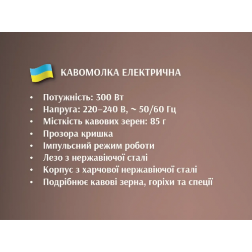 Кофемолка электрическая Bitek BT-7113 300Вт нержавеющая сталь