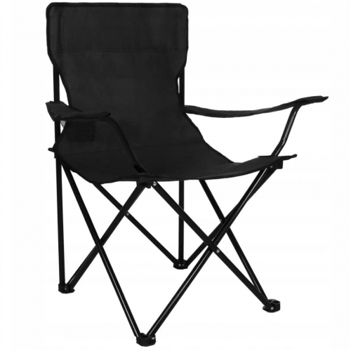 Стул раскладной со спинкой Camping quad chair HX 001 с подстаканником Черный